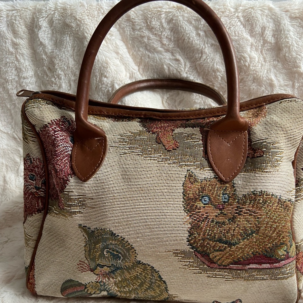 Embroidered Cat Handbag